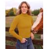 imageZESICA Womens Turtleneck Long Sleeve Shirts Spring Basic Tops Slim Fitted Ribbed Knit SweaterMustard
