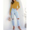 imageZESICA Womens Turtleneck Long Sleeve Shirts Spring Basic Tops Slim Fitted Ribbed Knit SweaterMustard