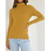 imageZESICA Womens Turtleneck Long Sleeve Shirts Spring Basic Tops Slim Fitted Ribbed Knit SweaterMustard