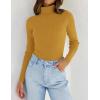 imageZESICA Womens Turtleneck Long Sleeve Shirts Spring Basic Tops Slim Fitted Ribbed Knit SweaterMustard