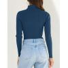 imageZESICA Womens Turtleneck Long Sleeve Shirts Spring Basic Tops Slim Fitted Ribbed Knit SweaterNavy