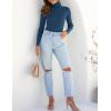 imageZESICA Womens Turtleneck Long Sleeve Shirts Spring Basic Tops Slim Fitted Ribbed Knit SweaterNavy