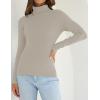 imageZESICA Womens Turtleneck Long Sleeve Shirts Spring Basic Tops Slim Fitted Ribbed Knit SweaterOats