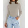 imageZESICA Womens Turtleneck Long Sleeve Shirts Spring Basic Tops Slim Fitted Ribbed Knit SweaterOats