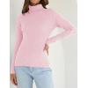 imageZESICA Womens Turtleneck Long Sleeve Shirts Spring Basic Tops Slim Fitted Ribbed Knit SweaterPink