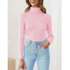 imageZESICA Womens Turtleneck Long Sleeve Shirts Spring Basic Tops Slim Fitted Ribbed Knit SweaterPink