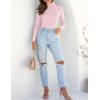 imageZESICA Womens Turtleneck Long Sleeve Shirts Spring Basic Tops Slim Fitted Ribbed Knit SweaterPink