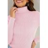 imageZESICA Womens Turtleneck Long Sleeve Shirts Spring Basic Tops Slim Fitted Ribbed Knit SweaterPink