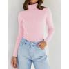 imageZESICA Womens Turtleneck Long Sleeve Shirts Spring Basic Tops Slim Fitted Ribbed Knit SweaterPink
