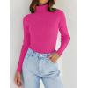 imageZESICA Womens Turtleneck Long Sleeve Shirts Spring Basic Tops Slim Fitted Ribbed Knit SweaterRose