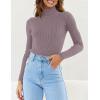 imageZESICA Womens Turtleneck Long Sleeve Shirts Spring Basic Tops Slim Fitted Ribbed Knit SweaterTaro