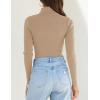 imageZESICA Womens Turtleneck Long Sleeve Shirts Spring Basic Tops Slim Fitted Ribbed Knit SweaterToffee