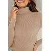imageZESICA Womens Turtleneck Long Sleeve Shirts Spring Basic Tops Slim Fitted Ribbed Knit SweaterToffee