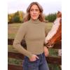 imageZESICA Womens Turtleneck Long Sleeve Shirts Spring Basic Tops Slim Fitted Ribbed Knit SweaterToffee