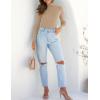 imageZESICA Womens Turtleneck Long Sleeve Shirts Spring Basic Tops Slim Fitted Ribbed Knit SweaterToffee