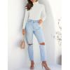 imageZESICA Womens Turtleneck Long Sleeve Shirts Spring Basic Tops Slim Fitted Ribbed Knit SweaterWhite