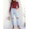 imageZESICA Womens Turtleneck Long Sleeve Shirts Spring Basic Tops Slim Fitted Ribbed Knit SweaterWine