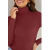 imageZESICA Womens Turtleneck Long Sleeve Shirts Spring Basic Tops Slim Fitted Ribbed Knit SweaterWine