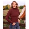 imageZESICA Womens Turtleneck Long Sleeve Shirts Spring Basic Tops Slim Fitted Ribbed Knit SweaterWine