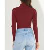 imageZESICA Womens Turtleneck Long Sleeve Shirts Spring Basic Tops Slim Fitted Ribbed Knit SweaterWine