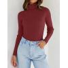 imageZESICA Womens Turtleneck Long Sleeve Shirts Spring Basic Tops Slim Fitted Ribbed Knit SweaterWine