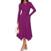 imageZESICA Womens 2025 Spring Long Sleeve Crewneck Ribbed Knit High Waist Midi Sweater Dresses with BeltPitaya