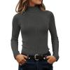 imageZESICA Womens Turtleneck Long Sleeve Shirts Spring Basic Tops Slim Fitted Ribbed Knit SweaterCharcoal