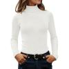 imageZESICA Womens Turtleneck Long Sleeve Shirts Spring Basic Tops Slim Fitted Ribbed Knit SweaterWhite
