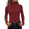 imageZESICA Womens Turtleneck Long Sleeve Shirts Spring Basic Tops Slim Fitted Ribbed Knit SweaterWine
