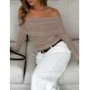 imageZESICA Long Sleeve Shirts for Women Off Shoulder Ribbed Knit Slim Fit Going Out Tops Outfits 2025 Trendy Fashion ClothesOatmeal