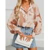 imageZESICA Womens Floral Print Blouse 2025 Long Sleeve Button Down Casual Fall Boho Oversized Tops ShirtsBrown