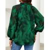 imageZESICA Womens Floral Print Blouse 2025 Long Sleeve Button Down Casual Fall Boho Oversized Tops ShirtsDark Green