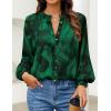 imageZESICA Womens Floral Print Blouse 2025 Long Sleeve Button Down Casual Fall Boho Oversized Tops ShirtsDark Green