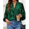 imageZESICA Womens Floral Print Blouse 2025 Long Sleeve Button Down Casual Fall Boho Oversized Tops ShirtsDark Green
