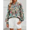 imageZESICA Womens Floral Print Blouse 2025 Long Sleeve Button Down Casual Fall Boho Oversized Tops ShirtsPink Green