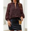 imageZESICA Womens Floral Print Blouse 2025 Long Sleeve Button Down Casual Fall Boho Oversized Tops ShirtsWine Red