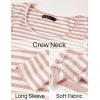 imageZESICA Womens Ruffle Long Sleeve Scoop Neck Shirt Striped Slim Fitted Casual Basic Tee Tops Trendy Spring ClothesPink