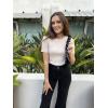 imageZESICA Womens Short Sleeve Sweater Tops 2025 Summer Crewneck T Shirt Ribbed Knit Slim Fit Basic Solid Color TeeAlmond