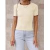 imageZESICA Womens Short Sleeve Sweater Tops 2025 Summer Crewneck T Shirt Ribbed Knit Slim Fit Basic Solid Color TeeApricot