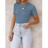 imageZESICA Womens Short Sleeve Sweater Tops 2025 Summer Crewneck T Shirt Ribbed Knit Slim Fit Basic Solid Color TeeDustyblue
