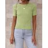 imageZESICA Womens Short Sleeve Sweater Tops 2025 Summer Crewneck T Shirt Ribbed Knit Slim Fit Basic Solid Color TeeMossgreen