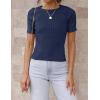 imageZESICA Womens Short Sleeve Sweater Tops 2025 Summer Crewneck T Shirt Ribbed Knit Slim Fit Basic Solid Color TeeNavy