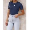 imageZESICA Womens Short Sleeve Sweater Tops 2025 Summer Crewneck T Shirt Ribbed Knit Slim Fit Basic Solid Color TeeNavy