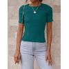 imageZESICA Womens Short Sleeve Sweater Tops 2025 Summer Crewneck T Shirt Ribbed Knit Slim Fit Basic Solid Color TeeTeal