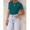 imageZESICA Womens Short Sleeve Sweater Tops 2025 Summer Crewneck T Shirt Ribbed Knit Slim Fit Basic Solid Color TeeTeal
