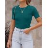 imageZESICA Womens Short Sleeve Sweater Tops 2025 Summer Crewneck T Shirt Ribbed Knit Slim Fit Basic Solid Color TeeTeal