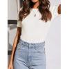 imageZESICA Womens Short Sleeve Sweater Tops 2025 Summer Crewneck T Shirt Ribbed Knit Slim Fit Basic Solid Color TeeWhite
