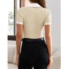 imageZESICA Womens Short Sleeve V Neck T Shirts 2025 Summer Ribbed Knit Slim Fitted Basic Solid Color Tee TopsApricot
