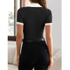 imageZESICA Womens Short Sleeve V Neck T Shirts 2025 Summer Ribbed Knit Slim Fitted Basic Solid Color Tee TopsDim