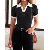 imageZESICA Womens Short Sleeve V Neck T Shirts 2025 Summer Ribbed Knit Slim Fitted Basic Solid Color Tee TopsDim